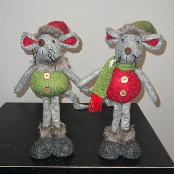 Set of 2 -12” Standing Felt Christmas Mice - Picture 1 of 6